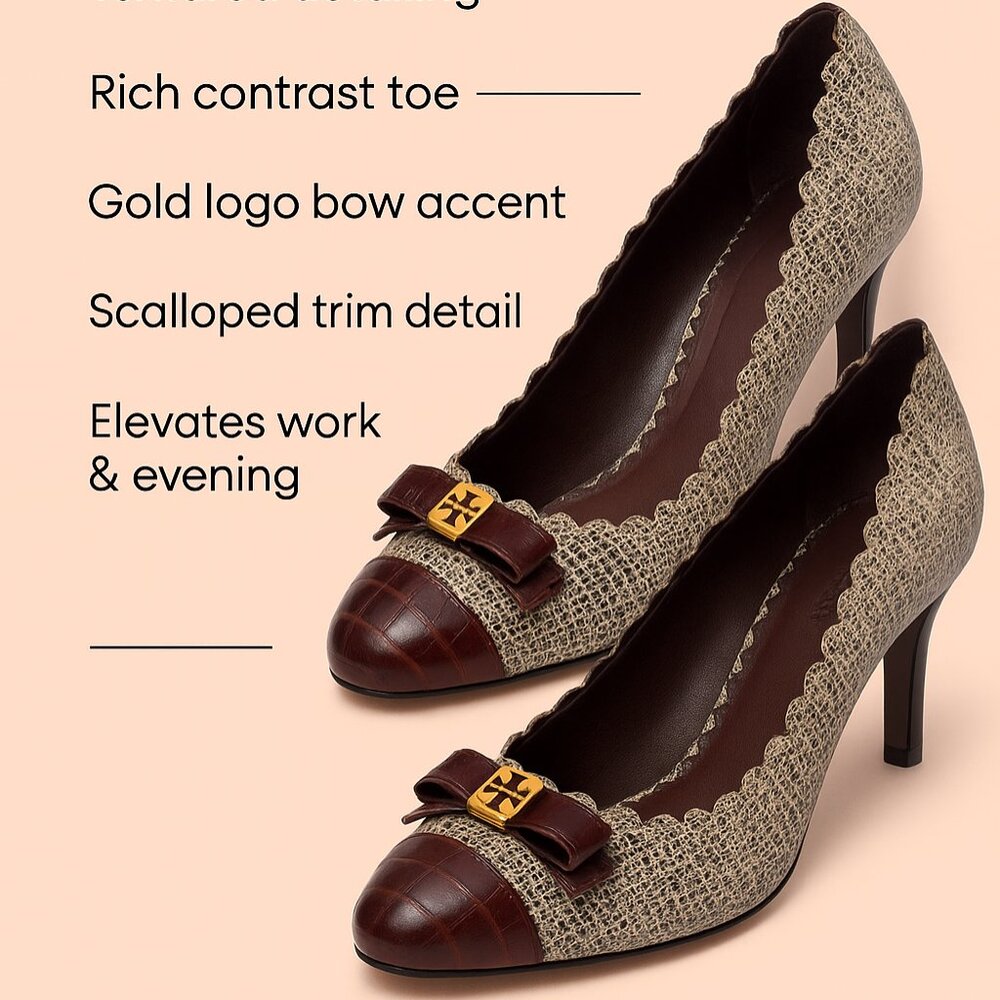 Tory Burch Scalloped Bow Accent Heels